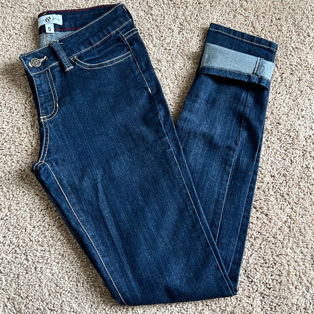 Cello Blue Ankle Cropped Jeans with Rolled Hem